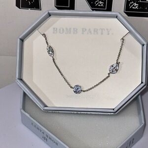 Bomb Party Rhodium plating light sapphire Necklace
